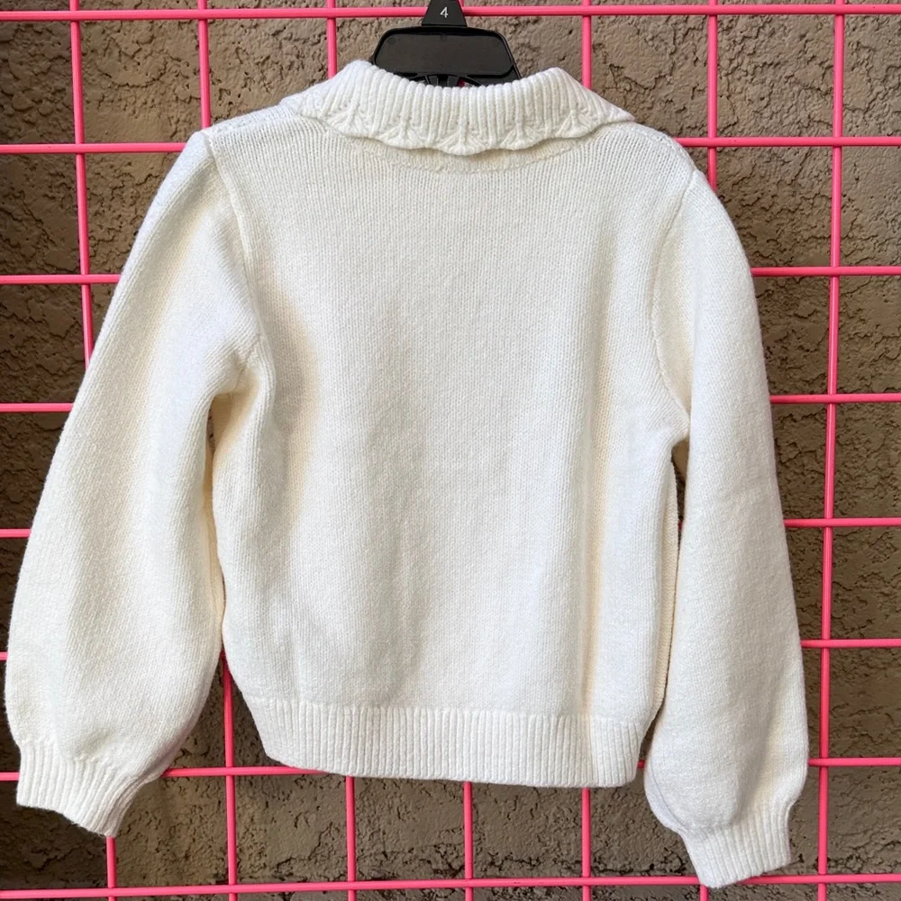 New GAP Ivory Cable Knit Cotton Blend Sweater with Color